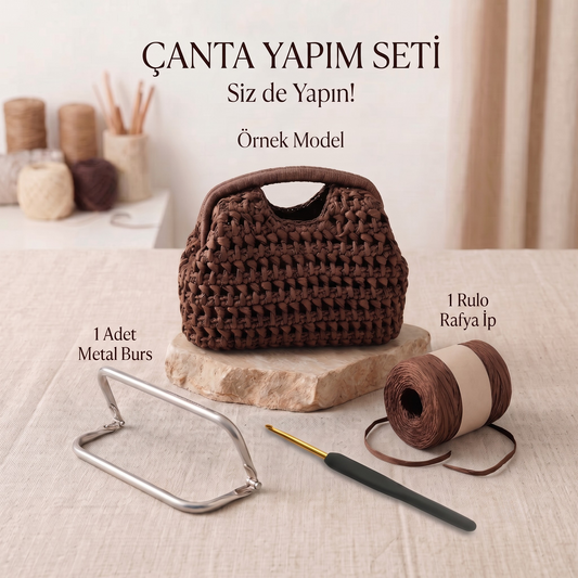 Burs + Rafya İp Çanta Örgü Seti