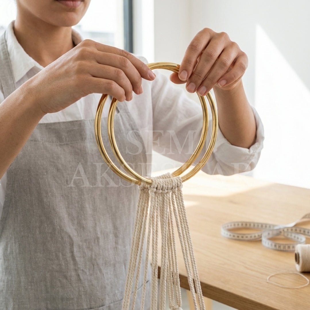 13 CM Yuvarlak Çanta Sapı Light Gold